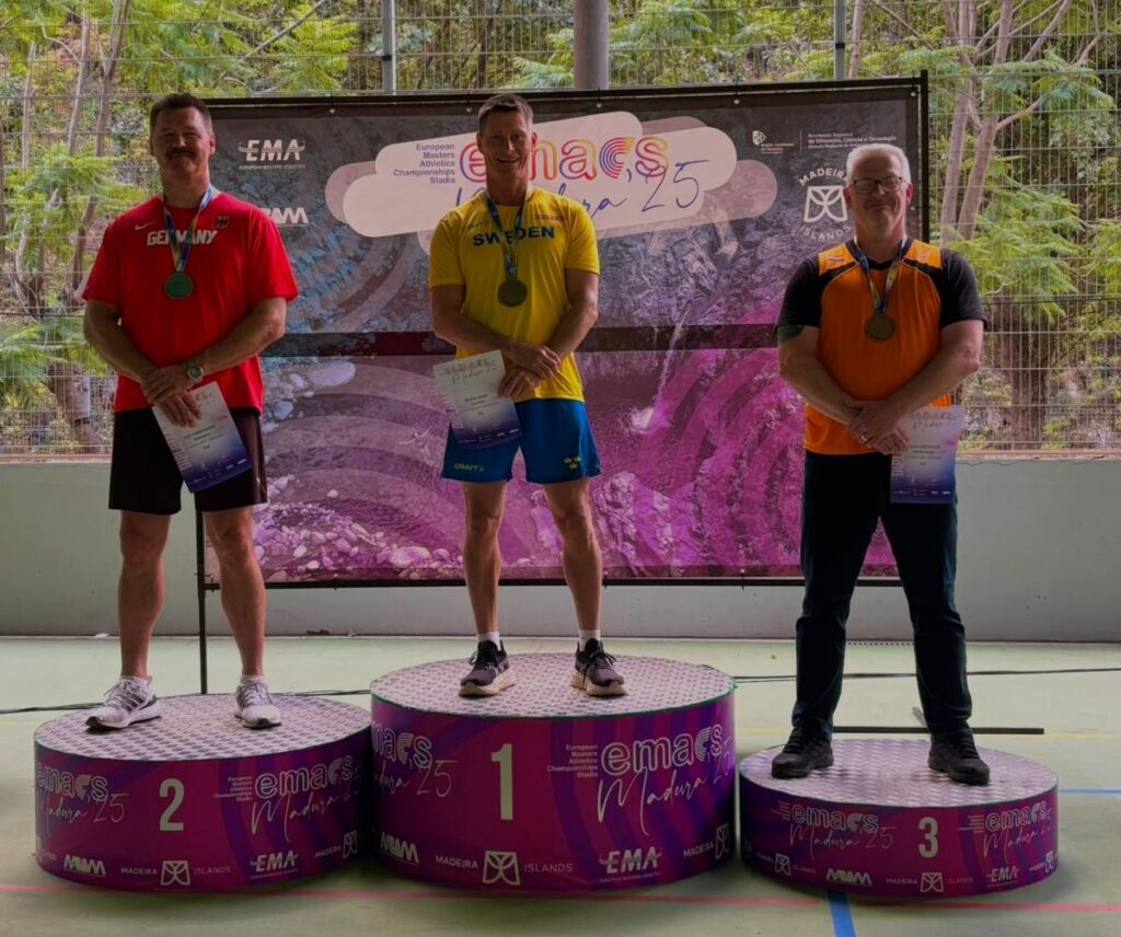 Brons voor Brian Lesterhuis op het EK werpvijfkamp voor masters (M50) op Madeira